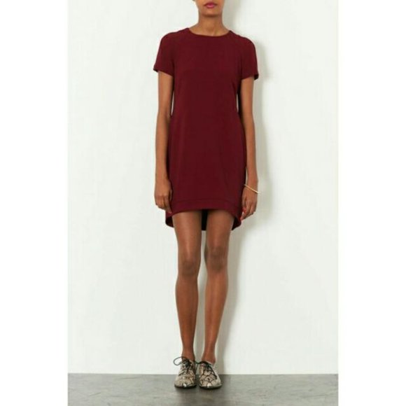 Topshop Crepe Tee Shift Dress Mulberry Size 4